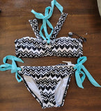 NWT A.N.A. Chevron Black White Halter Bikini 4 Top & Bottom 6 Swimsuit 98684