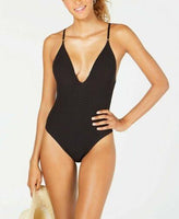 NWOT Lucky Brand Black Shoreline L Textured One-Piece Swimsuit #98510