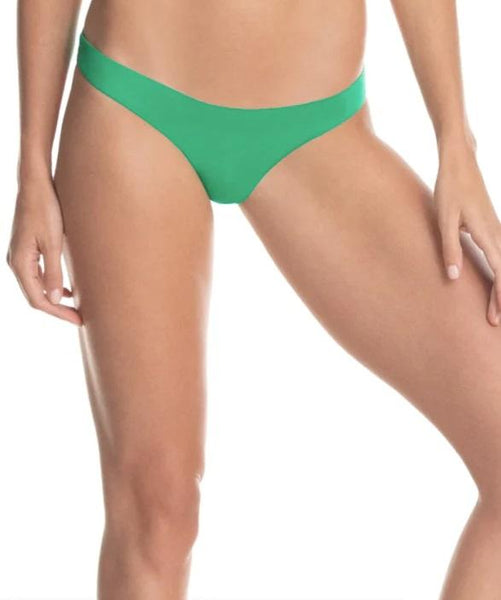 NWT Pilyq Jade M Green Solid Ruched Cheeky Bikini Swim Bottom #98702