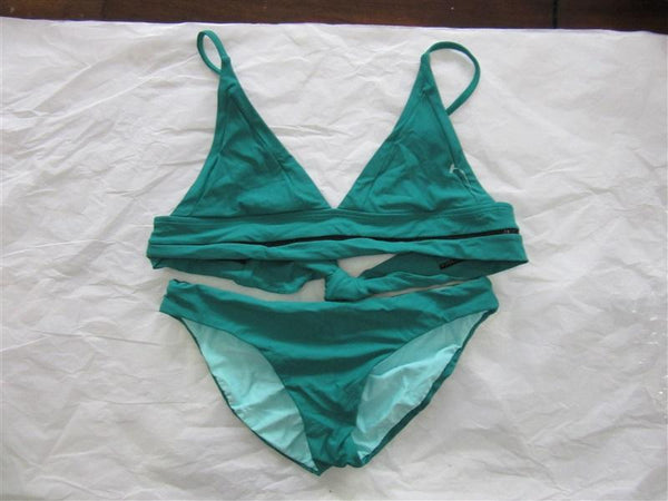 Sample Pilyq S Jade Green Cut Out Triangle Top Bikini & Swim Bottoms #98710