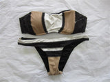 SAMPLE Pilyq Sahara Stitched Suede Bandeau Bikini Top Cheeky Bottom #98739