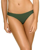 NWT Pilyq Envy Solid L Green Ruched Cheeky Bikini Swim Bottom #98382