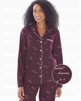 NWT Soma XXL Cool Cotton Woven Long Sleeve Pajama Top Sweet Dreams Merlot #98745