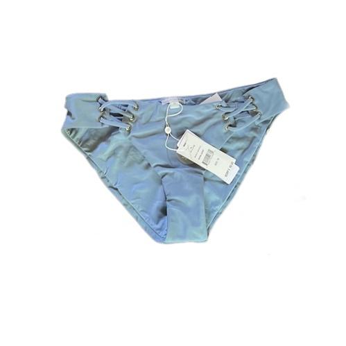 NWT Pilyq Sky Blue M Solid Lace Up Strappy Bikini Swim Bottom #98747