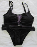 Sample Becca Virtue S Purple Black Cut Out Top Bikini & Swim Bottoms #98748