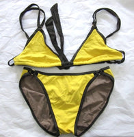 Sample Pilyq S Yellow & Black Triangle Top Bikini & Swim Bottoms #98792