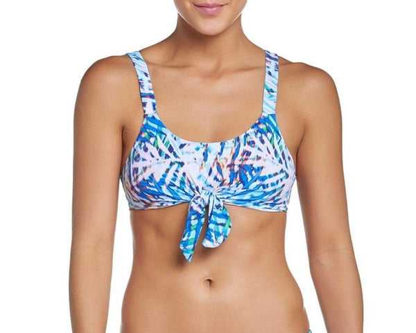 NWT Pilyq Palmas M Tropical Palm Halter Knot Bikini Swim Top #98808