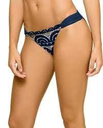 NWT Pilyq Nautica Navy Lace Cheeky L Side Tab Bikini Swim Bottoms #98812