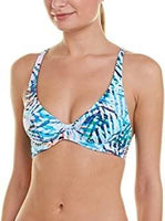 NWT Pilyq Palmas Blue Palm L Underwired Halter Bikini Swim Top #98814