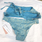 NWOT Pilyq Sea Shine S Blue Halter Reversible Cheeky Bikini Swim Set #98846