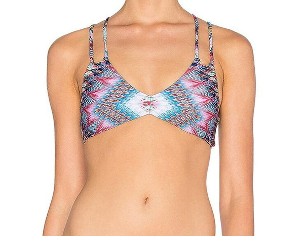 NWT Pilyq Belize D Cup Reversible Utopia Strappy Halter Bikini Swim Top #98862