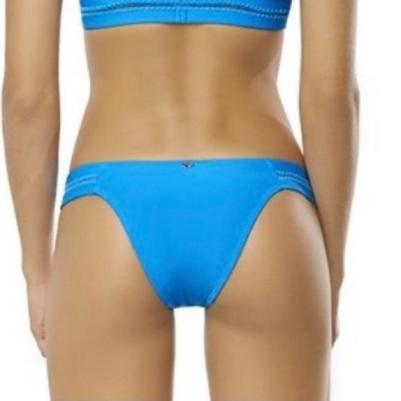 NWOT Pilyq Tropics Stitched Side Tab Blue S Cheeky Bikini Bottoms #98883