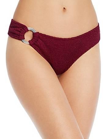 NWT Tori Praver Lanai M Maroon Smocked Cheeky Bikini Swim Bottom #98898