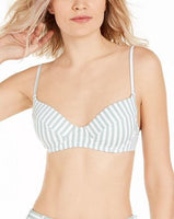 NWT We Wore What Jadeite Stripe L Halter Underwired Bikini Swim Top #98958