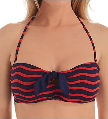 NWT Tommy Bahama Sea Well M Red Striped Halter Bandeau Bikini Swim Top #99032