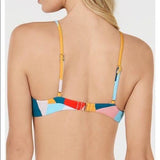 NWT Bar iii XL POP ART Printed U-Ring Bralette Bikini Swim Top 99089