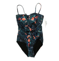 NWOT Nicole Miller Tropical L Twist Front Bandeau One-Piece Swimsuit #99094