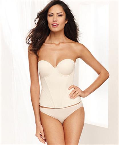 NWT Fine Lines 36B Low Back Strapless Convertible Bustier RL132 DK Beige 99160