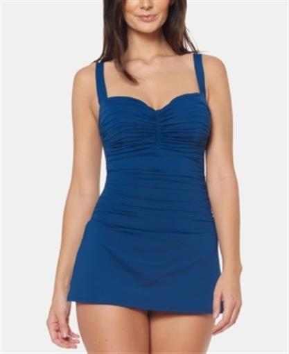 NWT Bleu Rod Beattie 10D S19274D Dress For Success Shirred 1PC Swimsuit 99209