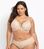 NWT Cacique 34G Front-Close Foiled Lace Boost Plunge Bra 2480 Beige #99345
