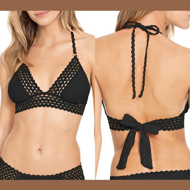 NWT Robin Piccone Chira XXS Black Triangle Bikini Swim Top #99346
