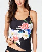NWT Calvin Klein Black Garden XS Floral Layered Tankini Swim Top #99383