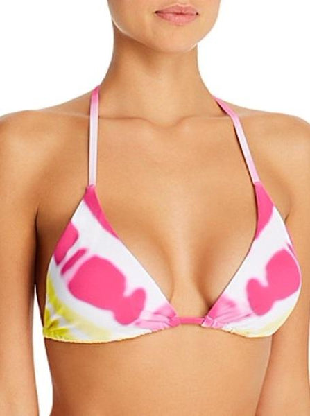 NWT Aqua Lounge Pop Pink S Tie Dye Halter Triangle Bikini Swim Top #99455
