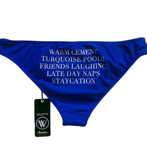 NWT Wildfox Blue Staycation Memoir Cheeky Bikini Swim Bottoms #99541