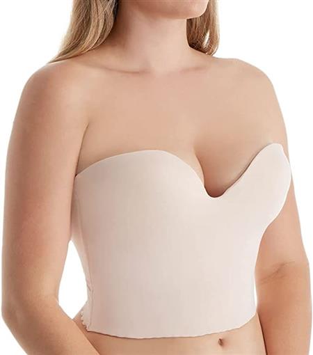 NWT Carnival 40D Invisible Plunge Longline Seamless Bustier Bra 306 White 99726
