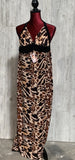 NWT Wild Leopard Print Deep V-Neck Halter Sundress Stretch Maxi Dress XL #23