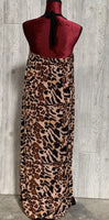 NWT Wild Leopard Print Deep V-Neck Halter Sundress Stretch Maxi Dress XL #23