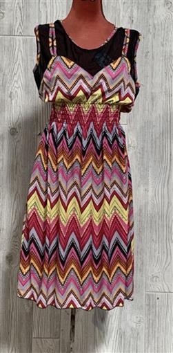 NWT Pink Orange Black Mesh Top Zig Zag Stretch Midi Dress Sundress XXL