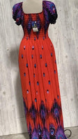 NWT Eye of the Peacock Red Gathered Bust Maxi Dress Stretch Sundress M #15