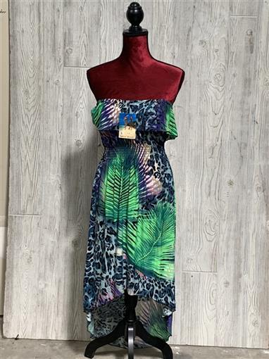 NWT Sibeijiao Key Hole Lace Back Sundress Purple & Black Chevron Print Large 02