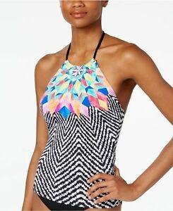 NWOT Bar iii Feathered Daze SM 8MBGJ89M High Neck Tankini Swim Top #89819