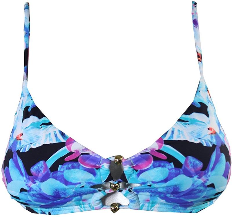 NWOT Bar iii Floral Ocean SM 7MBR480M Blue Floral Bikini Swim Top #89824