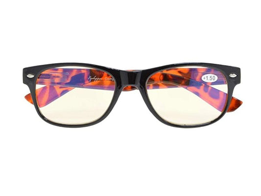 NWT Rectangle Black & Tortoiseshell Blue Light 1.5 Reading Glasses Readers 86105