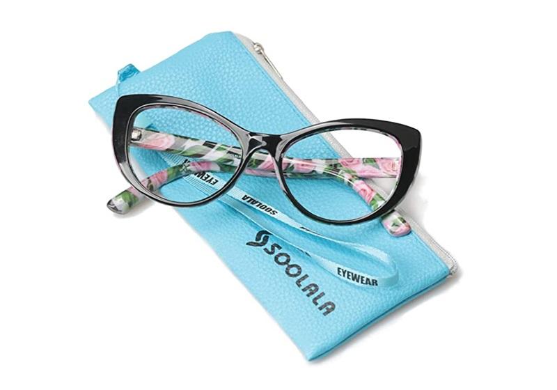 NWT Soolala Black Pink Roses Cat Eye Pattern Reading Glasses +1.75 86884