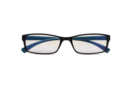 CessBlu Black Blue Rectangle Blue Light 1.00 Reading Nerd Glasses Readers 86636