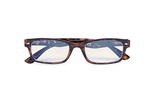 NWT Rectangle Blue Light 1.5 Reading Nerd Glasses Readers Brown 86117