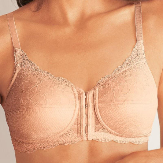 NEW Amoena 40DD Ellen Wire Free Beige Lace Bra #82861