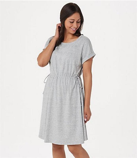 NWt AnyBody M Cozy Knit Cinched Waist Dress Gray 75134