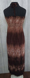 NWT Batik Tie Dye Gathered Bust Beaded Halter XL Brown Sundress Maxi Dress #21