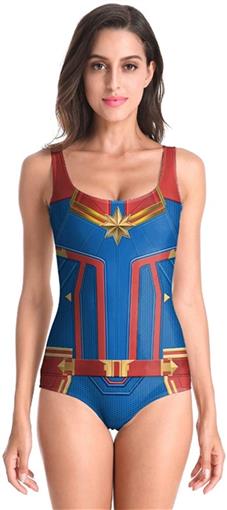 NWT Captain Marvel Superhero Carol Danvers One-Piece Swimsuit XL #79526