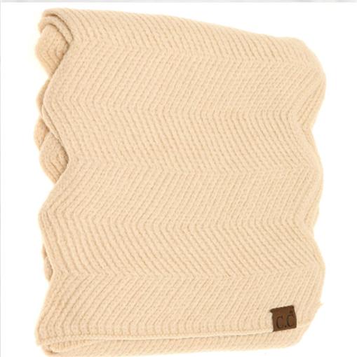 New C.C. Chevron Knit Ivory Scarf 86X11 91775