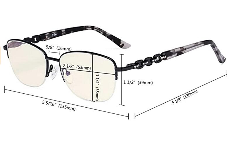 CessBlue Blue Light Filter Glasses Half-rim Metal Computer Readers 1.5 84313