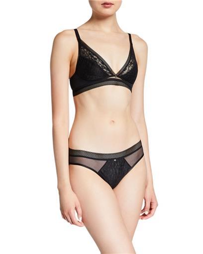 NEW Chantelle Spirit Lace-Trim Bralette 11A8 M Black #84629