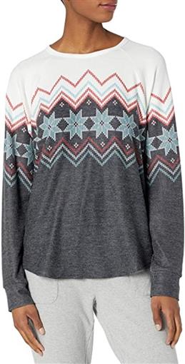 New PJ Salvage Festive Fairisle Long Sleeve Knit Lounge Top XL Charcoal #87666