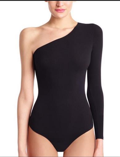 NWT Commando Ballet One Shoulder Longsleeve Bodysuit Thong OS Black #76818