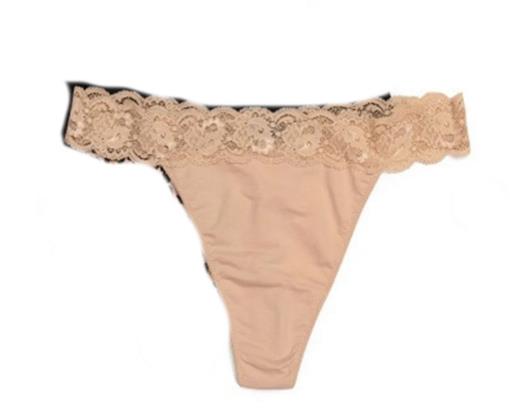 NEW Cosabella Plus SM Hannah Lace & Cotton Thong Underwear 1pr Beige #92235